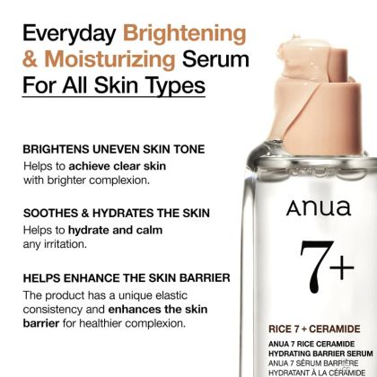  Подхранващ и възстановяващ серум Anua Rice 7 Ceramide Hydrating Barrier Serum 50ml