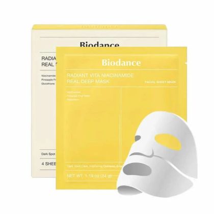 Изсветляваща хидрогелна маска с ниацинамид против пигментни петна Biodance Radiant Vita Niacinamide Real Deep Mask 34 g