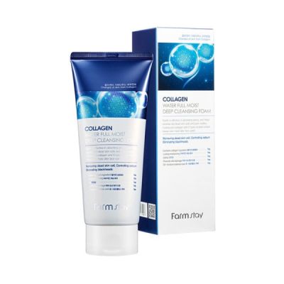 Дълбоко почистваща пяна с колаген FARMSTAY Collagen Water Full Moist Deep Cleansing Foam 180ml