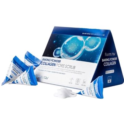 Нежен ексфолиращ скраб с фин бакпулвер и AHA, BHA, PHA  FARMSTAY Baking Powder Collagen Pore Scrub 7g / 1 бр.