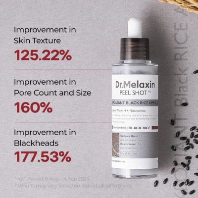 Ексфолираща ампула с черен ориз Dr.Melaxin Peel Shot Exfoliant Black Rice Ampoule 80 ml