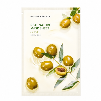Хидратираща маска за лице с маслина за мека и сияйна кожа Nature Republic Real Nature Mask Sheet Olive 