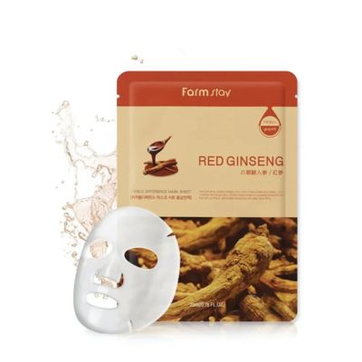 Подхранваща маска с червен женшен за стегната и сияйна кожа Farmstay Visible Difference Mask Pack Red Ginseng 23 ml
